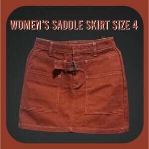 Future Collective Rust Colored Saddle Wrap High Rise Mini Jean Skirt Size 4
